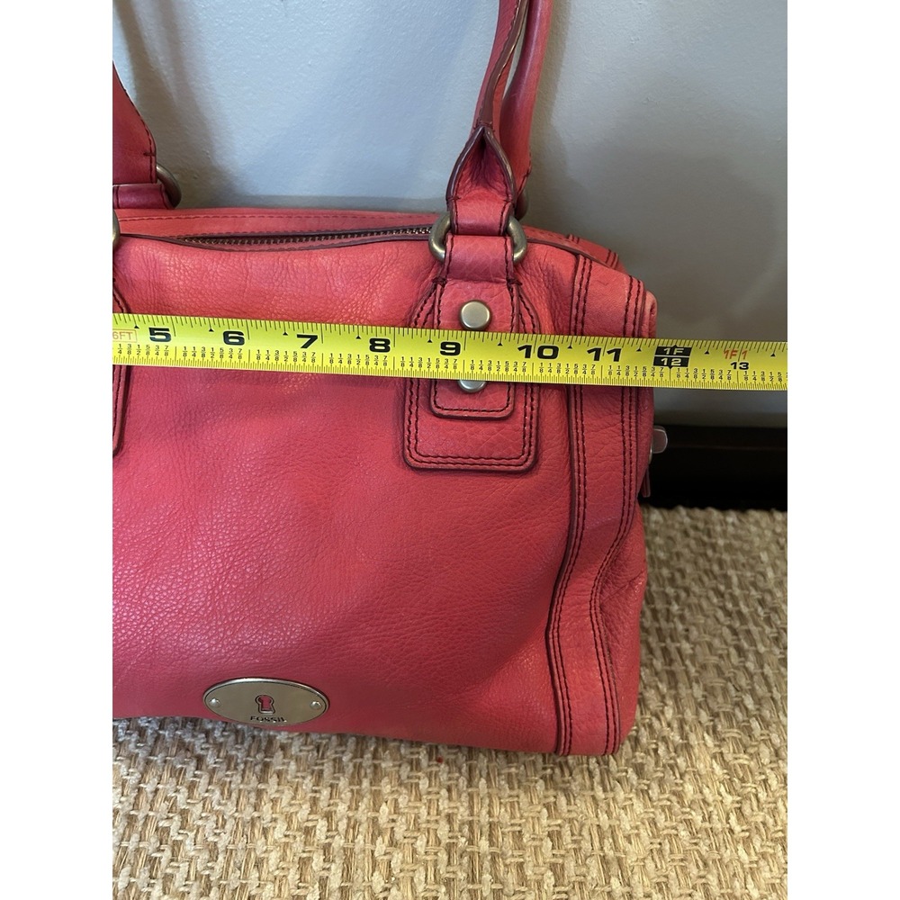 Vtg FOSSIL Long Live Marlow Satchell Handbag Pink Pebble Leather Gunmetal - Picture 7 of 12
